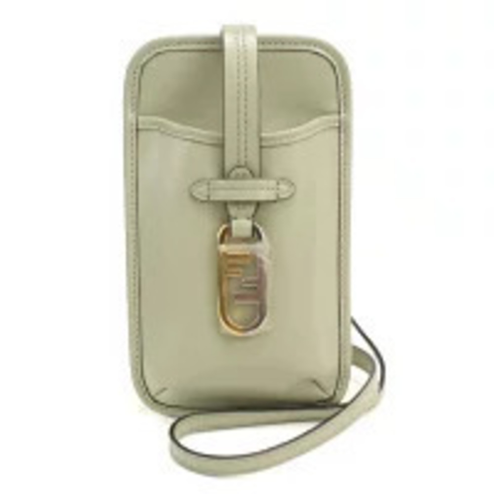 Fendi Shoulder Bag Orlock Phone Pouch Clutch Leather Green Crossbody Cool